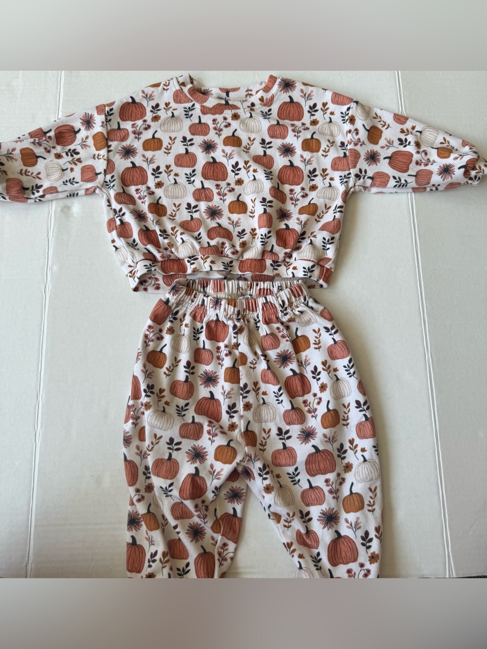 Little One Shop Pumpkin Print Lounge Set 12-18 Months Fall Outfit
